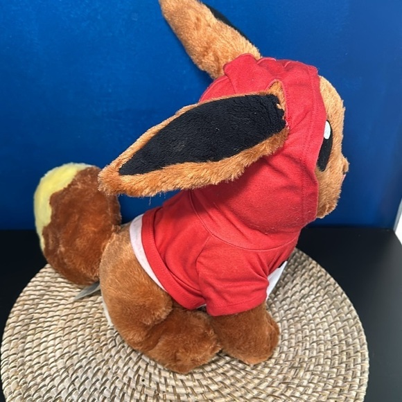 Build A Bear BAB Plush Stuffed Pokemon Eevee Brown/Yellow w/Red Hoodie Shirt - Picture 8 of 9